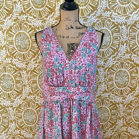 Kate Spade Sleeveless V-Neck Floral Medley Burnout Fit & Flare Midi Dress Sz 10 - Picture 7 of 15